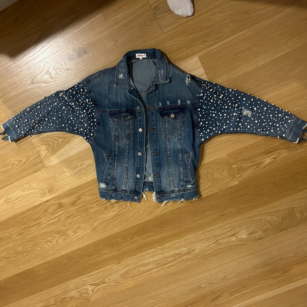 Pearl Studded Jean Jacket